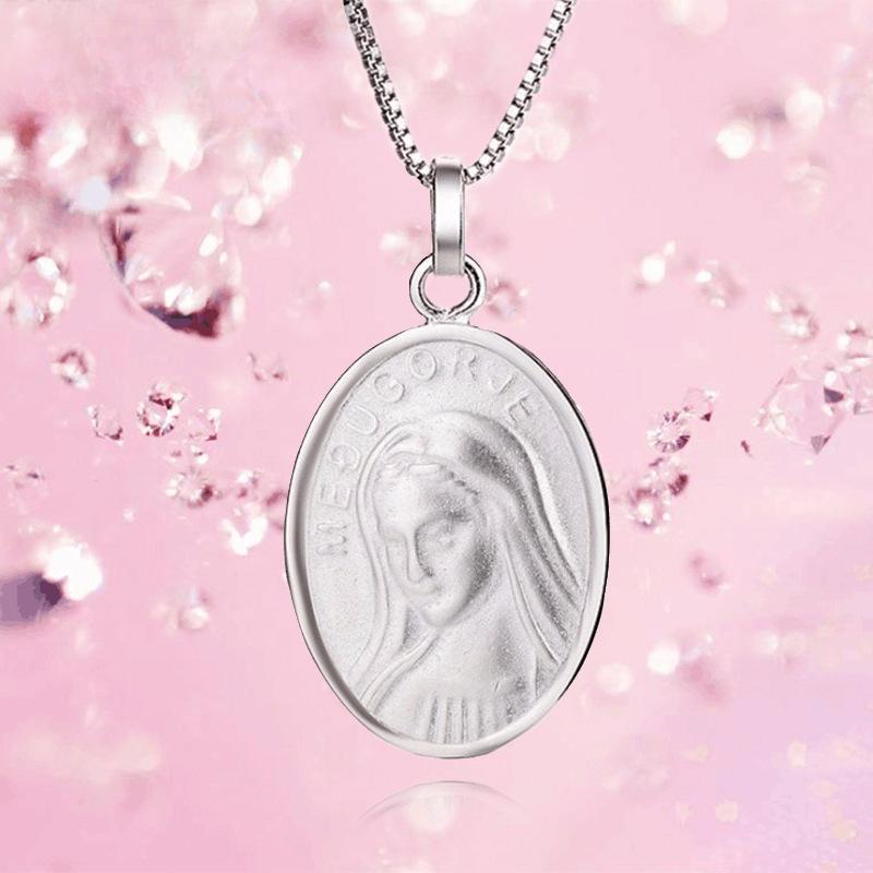 Подвеска бренда Девы Марии из стерлингового серебра 925 пробы, христианский жетон, подвеска веры и удачи, подвески