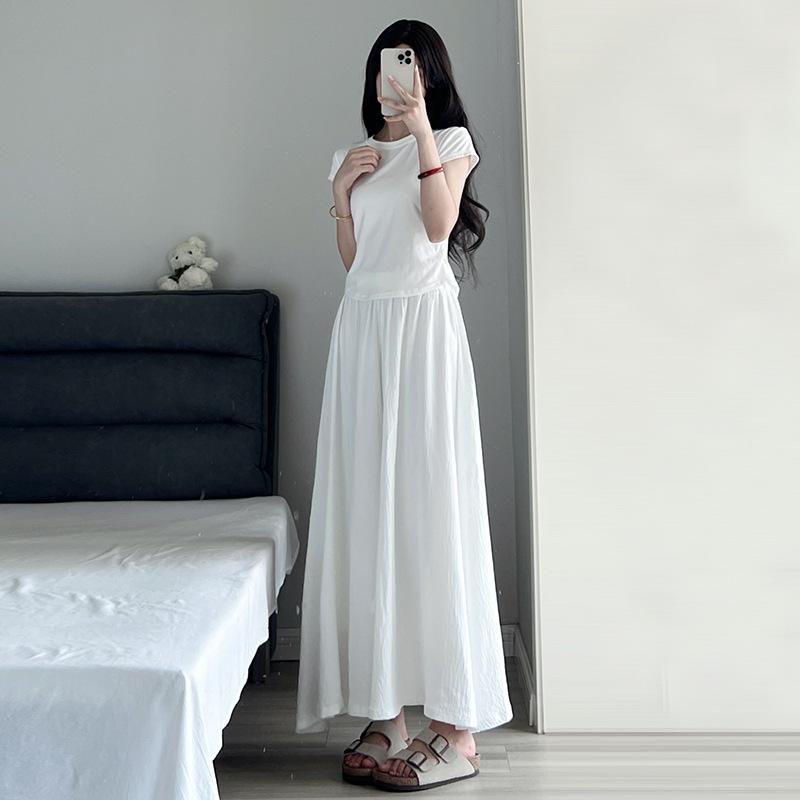 Юбки и брюки из ледяного шелка, антибликовая женская тонкая плиссированная атласная юбка трапециевидной формы с драпировкой и широкими брюками с высокой талией, летняя юбка