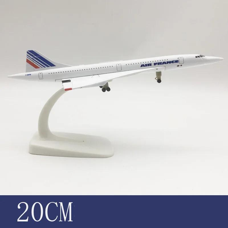 Модели самолетов Конкорд AIR FRANCE Авиалинии 20 см Сплав Металлическая модель самолета Настольная подставка Самолет Шкив Шасси Поделка Подарок