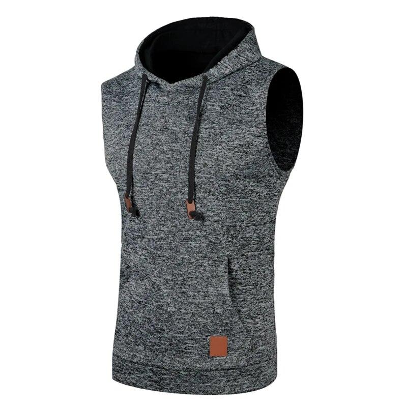 Men Sleeveless Hoodies Fashion Casual Hooded Sweatshirt Men Bodybuilding Tank Top Sporting Shirt Waistcoat Vest Gym