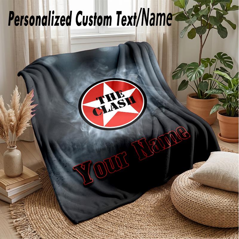 The Clash Custom Flannel Throw Blanket Print Your Name Text Soft Warm Blanket Holiday Present
