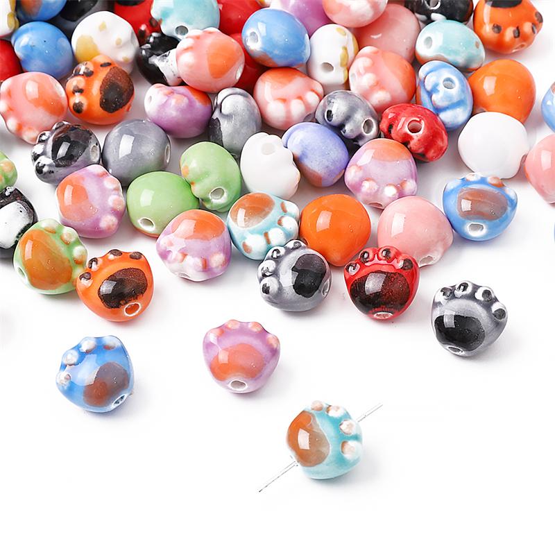 10-30Pcs Ceramic Printed Small Fish Beads For Jewelry Making DIY Charms Bracelet Necklace Crafts