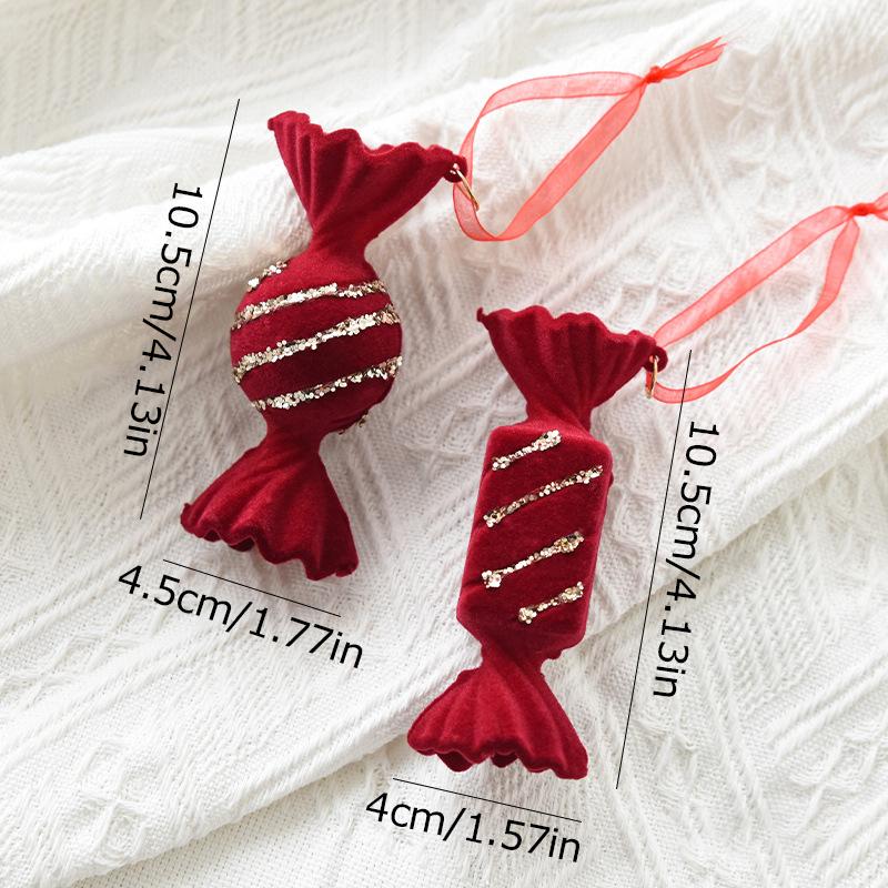 1/2pcs Elegant Christmas Velvet Pendant Red Plucked Deer Bell Pendant Plastic Home Decoration