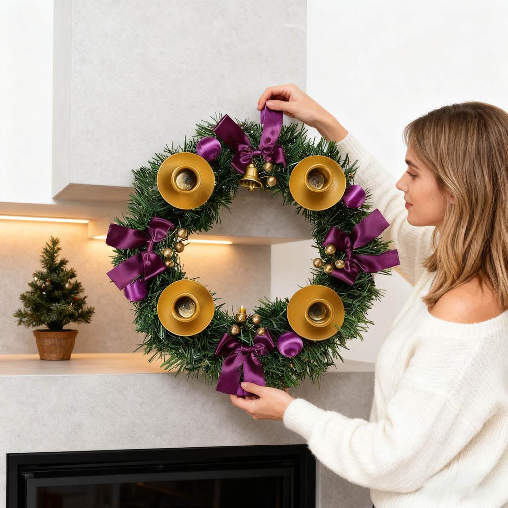 Christmas Norfolk Wreath PE Soft Rubber Texture Needles And Pinevine Christmas Decoration