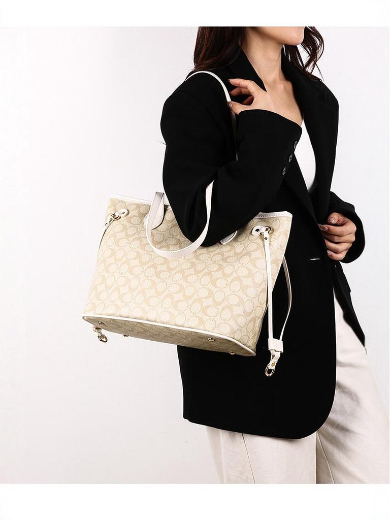 Women's Large Capacity Monogram Tote & Crossbody Handbag