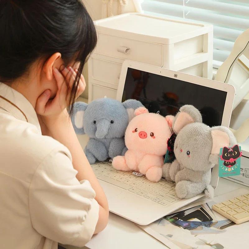 14cm 6 Styles New Cute Cartoon Stuffed Animal Elephant Pig Dog Sheep Mouse Monkey Soft Doll Birthday Gift Office Decoration