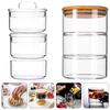 Bamboo Cover Fresh Salad Bowl Durable Airtight Snack Bin Modern Design Stacking Tea Jars Home