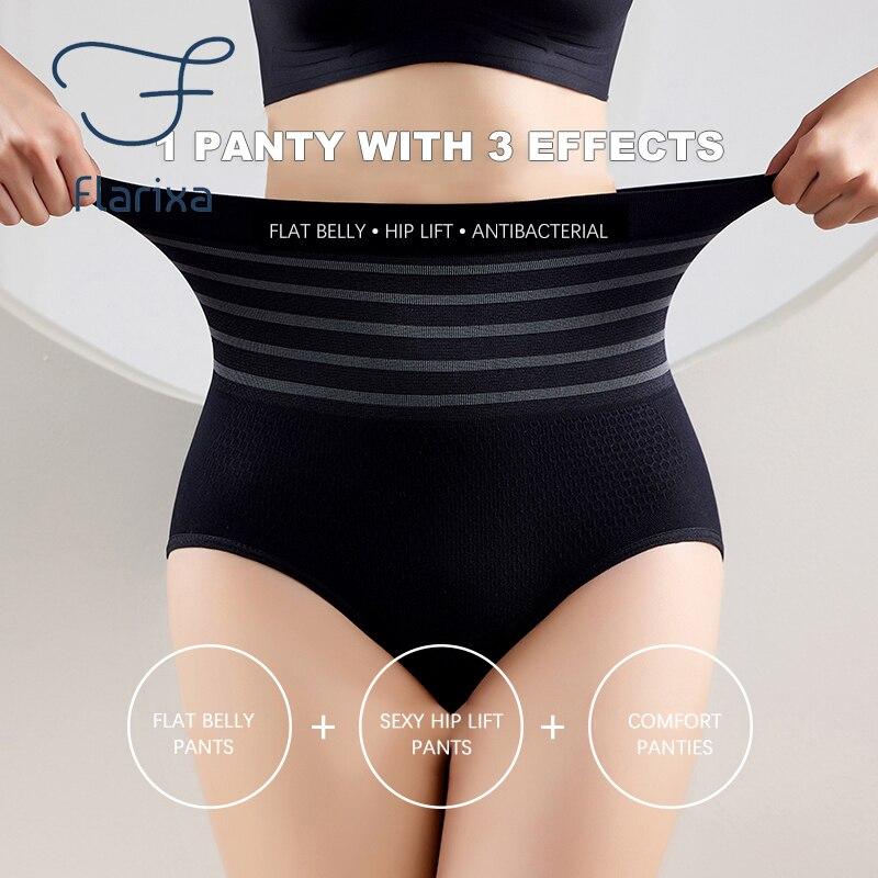 Flarixa Трусики с высокой талией и плоским животом, бесшовные утягивающие женские трусики, удобные полосатые трусы, корректирующее фигуру, нижнее белье