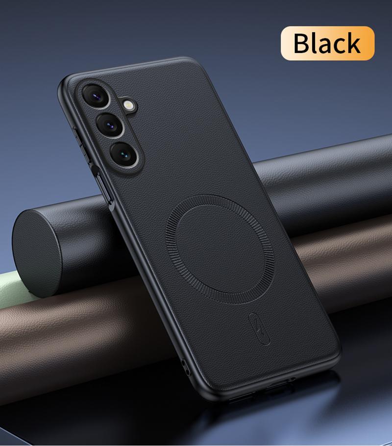 Для Samsung S25 Plus Чехол Магнитная Кожаная Защитная Крышка Для Samsung S25 Plus Защита от Отпечатков Пальцев Нескользящий ПК+ТПУ