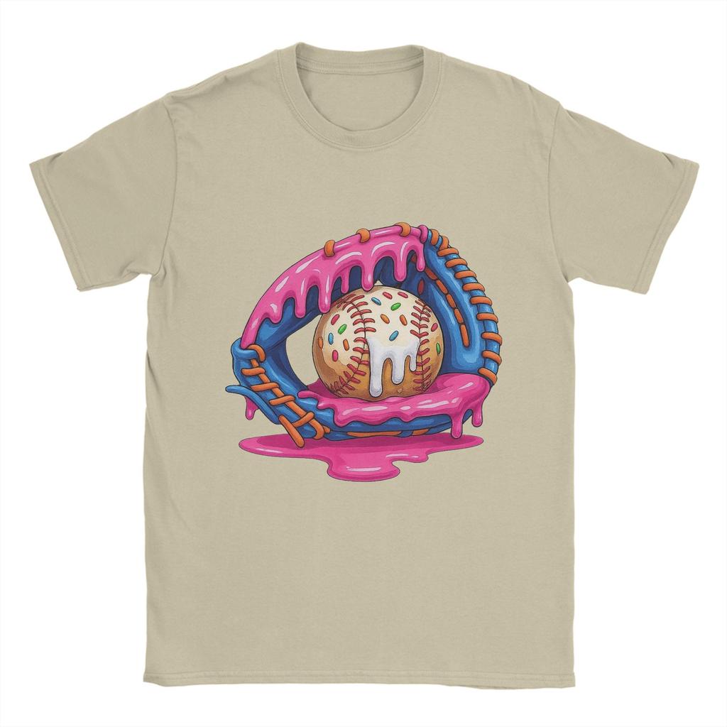 Бейсбольная футболка с мороженым 'Drip' Летняя перчатка 100% хлопок Мужские футболки Хиппи Повседневная футболка Короткий рукав Y2K Ретро футболки