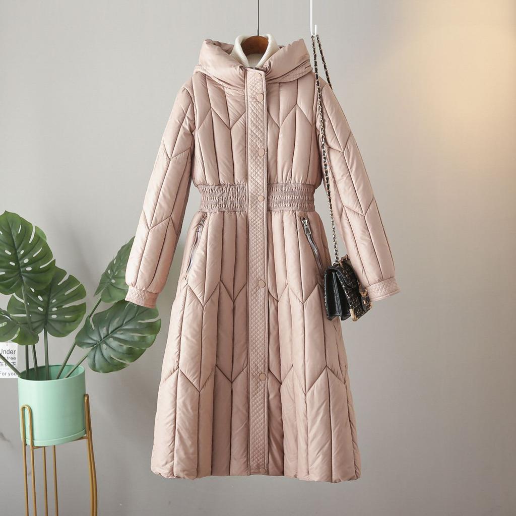 Зимняя мода Однотонное длинное пальто Женское Повседневное Свободное Толстое Теплое Большого размера Куртка с хлопковой подкладкой