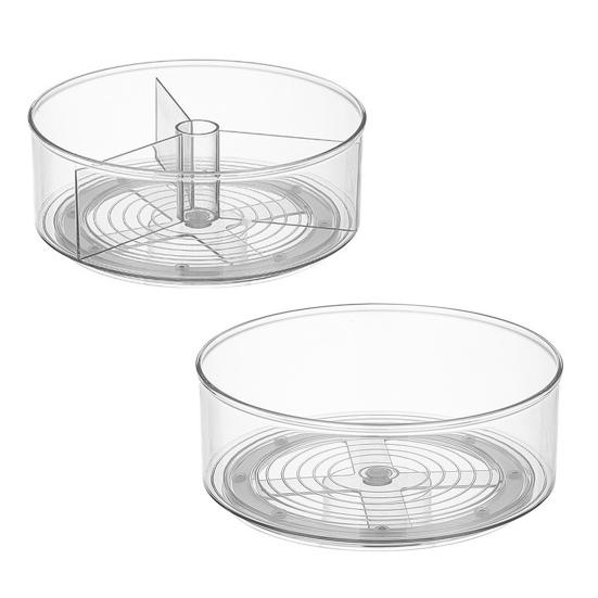 Lazy Susan Organizer Storage Holder Large Capacity Transparent Design 360-Degree Rotatable Countertop Makeup Storage Tray