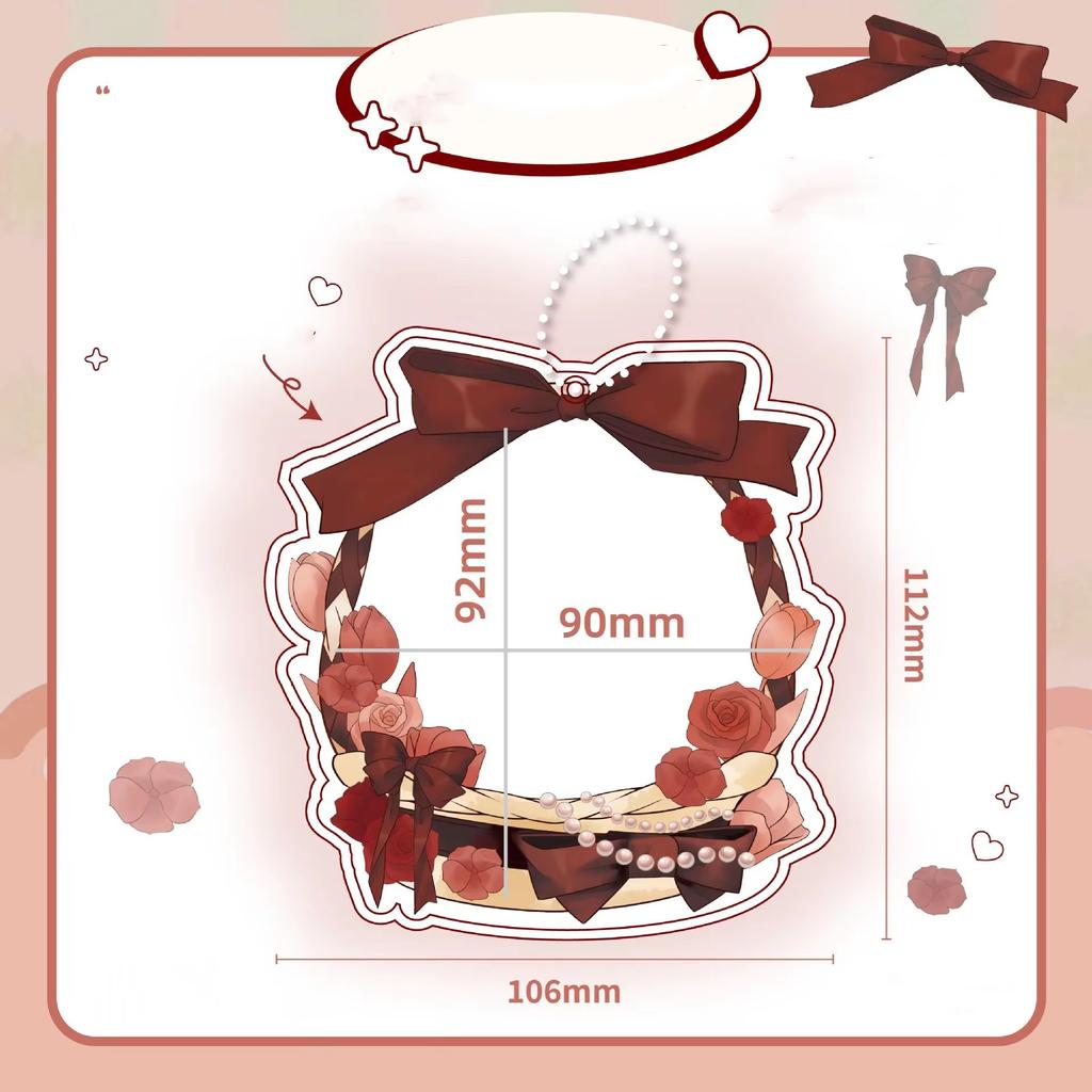 Japanese Aesthetic Cute Bow Flower Basket Badge Holder Anime Souvenir Transparent Display Protective Cover for 75mm Round Badge