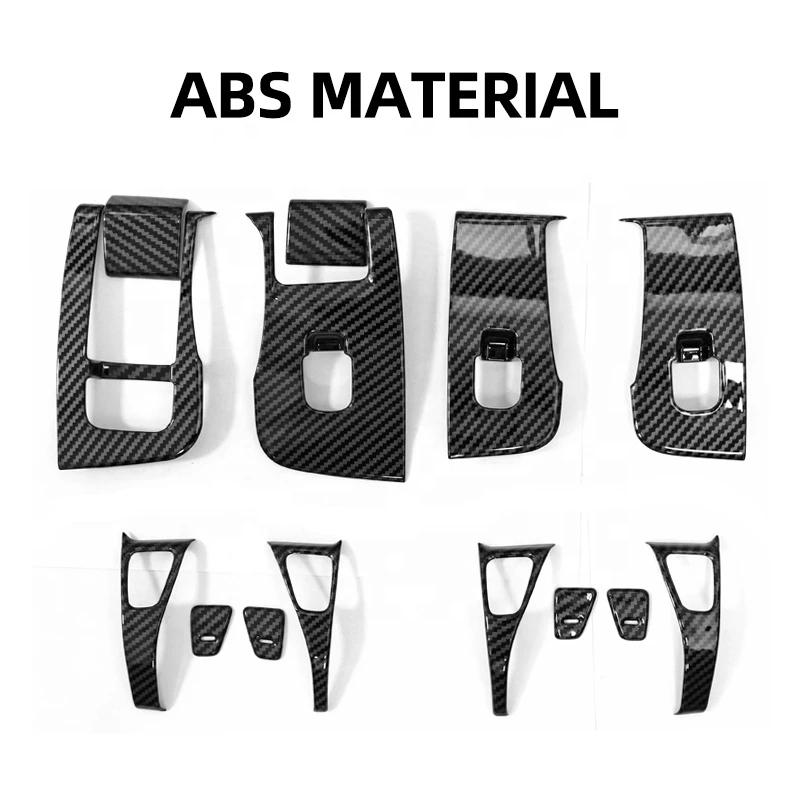 14 шт. для модели Tesla 3 года 2017-2023, кнопки переключателя стеклоподъемника, декоративная крышка, наклейка, чехол из углеродного волокна, ABS