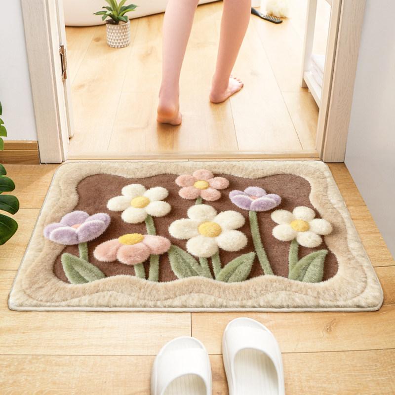 Imitation cashmere bathroom floor mat toilet toilet toilet door absorbent foot mat household quick-drying carpet