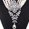 Multi-Layer Pearl Crystal Gemstone Water Drop Pendant Short Collarbone Necklace Fashionable And Exaggerated