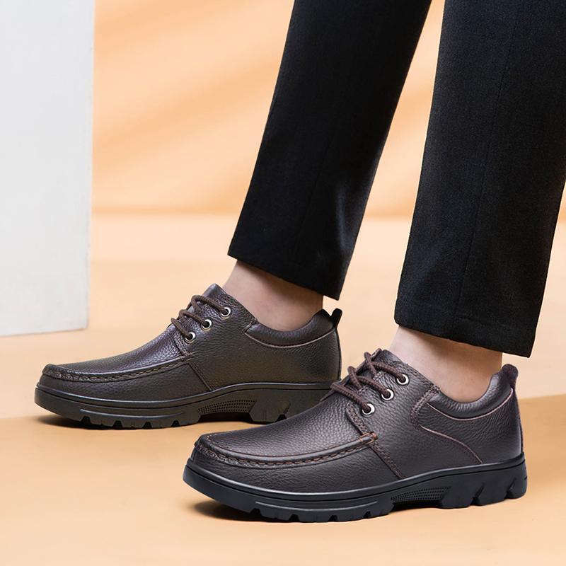 Trendy Men's Casual Shoes Simple Men's Retro Genuine Leather Shoes Elegant Formal Commuter Work Shoes