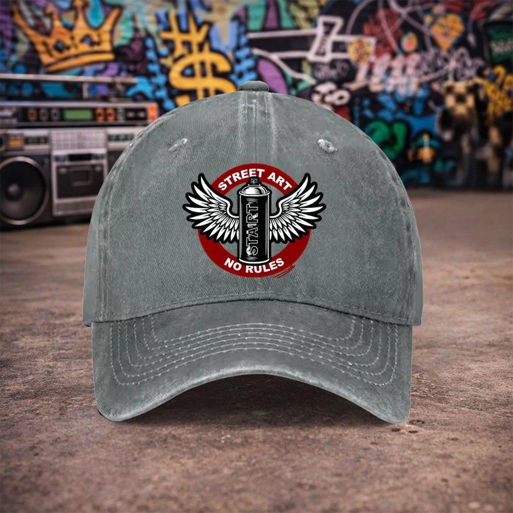 Unisex Vintage Washed Graffiti Wing Baseball Cap Street Style Duckbill Hat for Unisex Women Casual AllSeason Gift