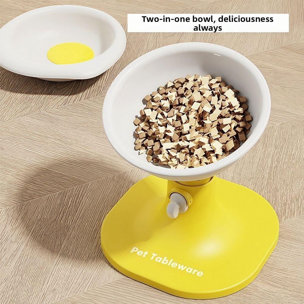 Adjustable Cat Food Plate Vacuum Suction Cat Food Bowl  Dual-purpose Anti-rollover