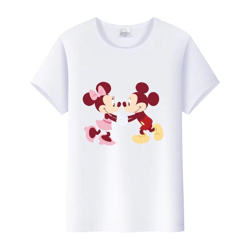 Casual Disney Cartoon Minnie Summer Blouses Men T-shirt White 2000s Tees Women Tshirt Ladies Mickey Mouse Tops Oversized Clothes
