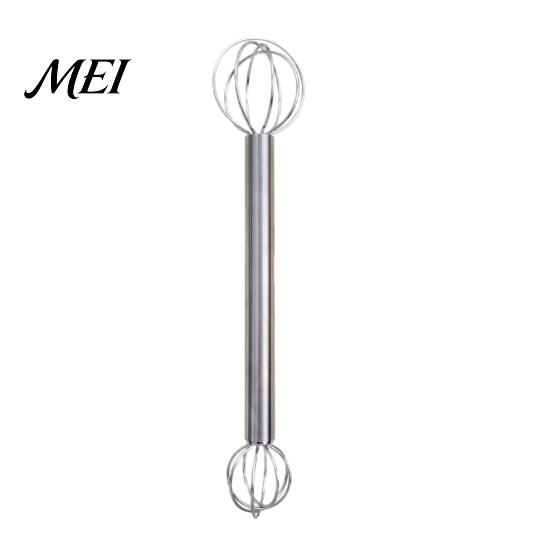 Soup Flavor Mixer Double Head Whisk, Stainless Steel Mixing Muddler, Handheld Blender Miso Dissolver Spoon for Paste Cream Eggs, Easy Clean