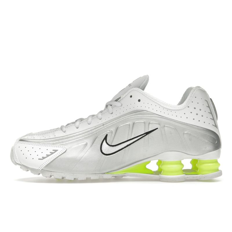 Nike Shox R4 белые металлические серебристые женские кроссовки Volt AR3565-102