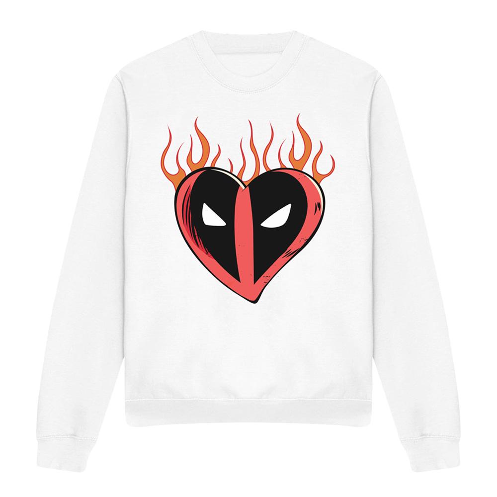 Deadpool Unisex Adult Flaming Heart Sweatshirt