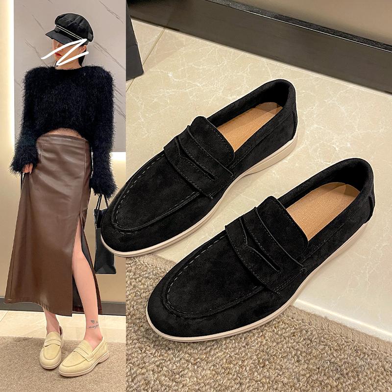 New Solid Color Flats Women Large Size Round Toe Slip-on Versatile Leisure Ladies Shoes Handmade