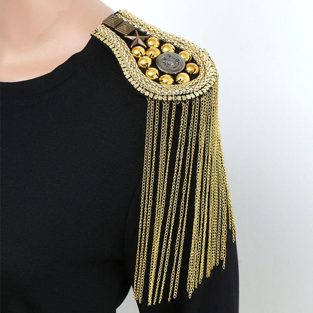 Breastpin Club Tassel Chain Epaulette Cool Jacket Vintage Brooch Stage Performance