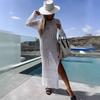 Women's Summer New Holiday Beach Sexy Knitting Hollow Long Skirt Bikini Smock Dress