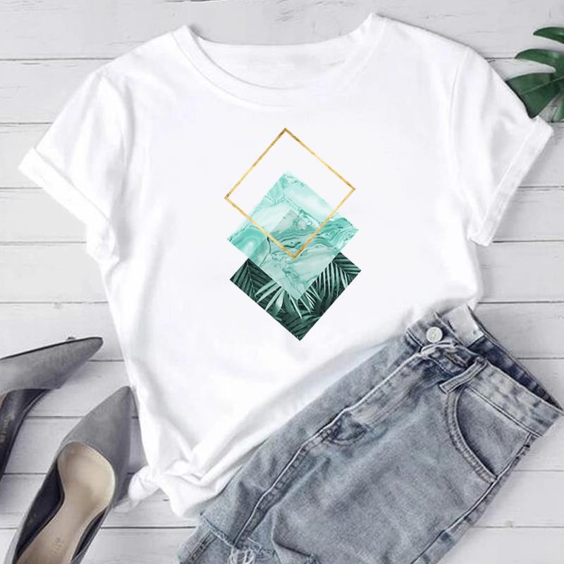(Asian Size) Women Print Tee Beach Trend Sweet 90s Cute Top Fashion T Shirt Woman Female Clothing Short Sleeve Graphic T-shirts