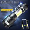 USB Rechargeable Mini Flashlight Portable Built-in Battery Zoomable Small Torch 3 Lighting Mode Camping Emergency Flashlights
