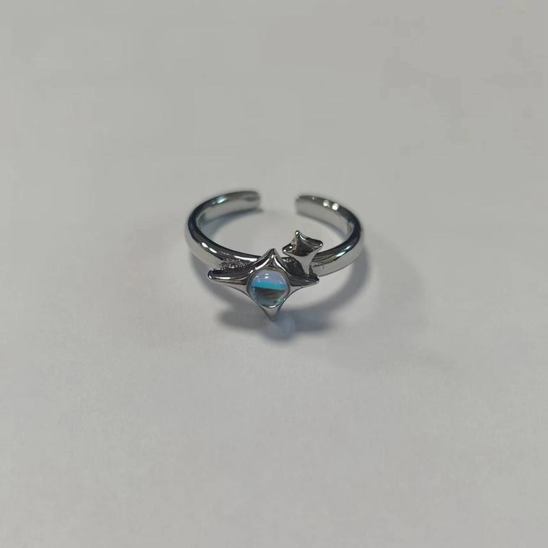 Нерегулярный крест со звездами, роскошное кольцо с опалом, натуральный камень, звезда, пара, регулируемые кольца, лунный камень, геометрические украшения, подарок на вечеринку