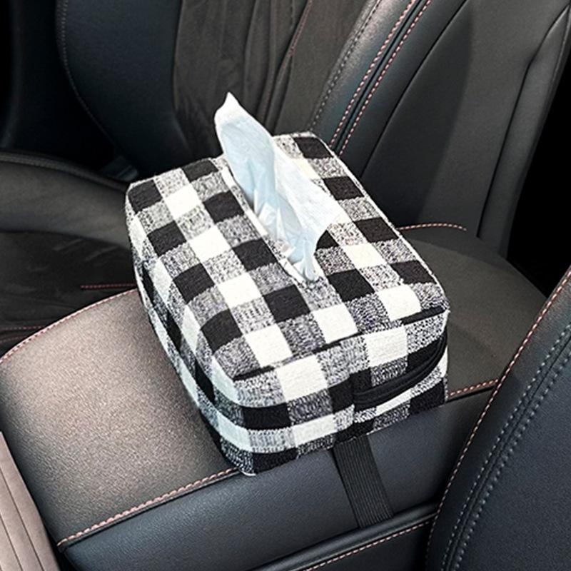 Новая автомобильная коробка для салфеток простая клетчатая автомобильная бумажная коробка для подвешивания в автомобиле высококачественная подвесная сумка креативная милая бумажная коробка