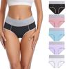 Fashion Women's Large Color Contrast Trigonum Butt Stitching Underwear 5PCS