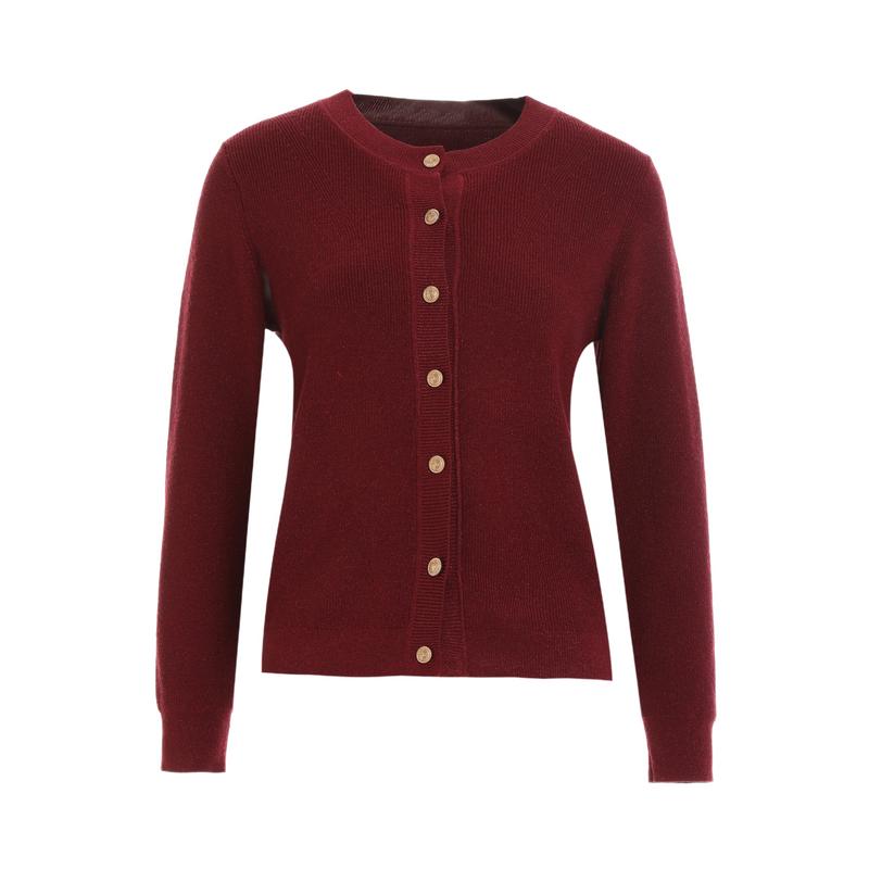 [French Elegant Wool Cardigan] Women's 25 Year Winter Style Fashionable Commuting Essential Temperament Round Neck Knitted Sweater