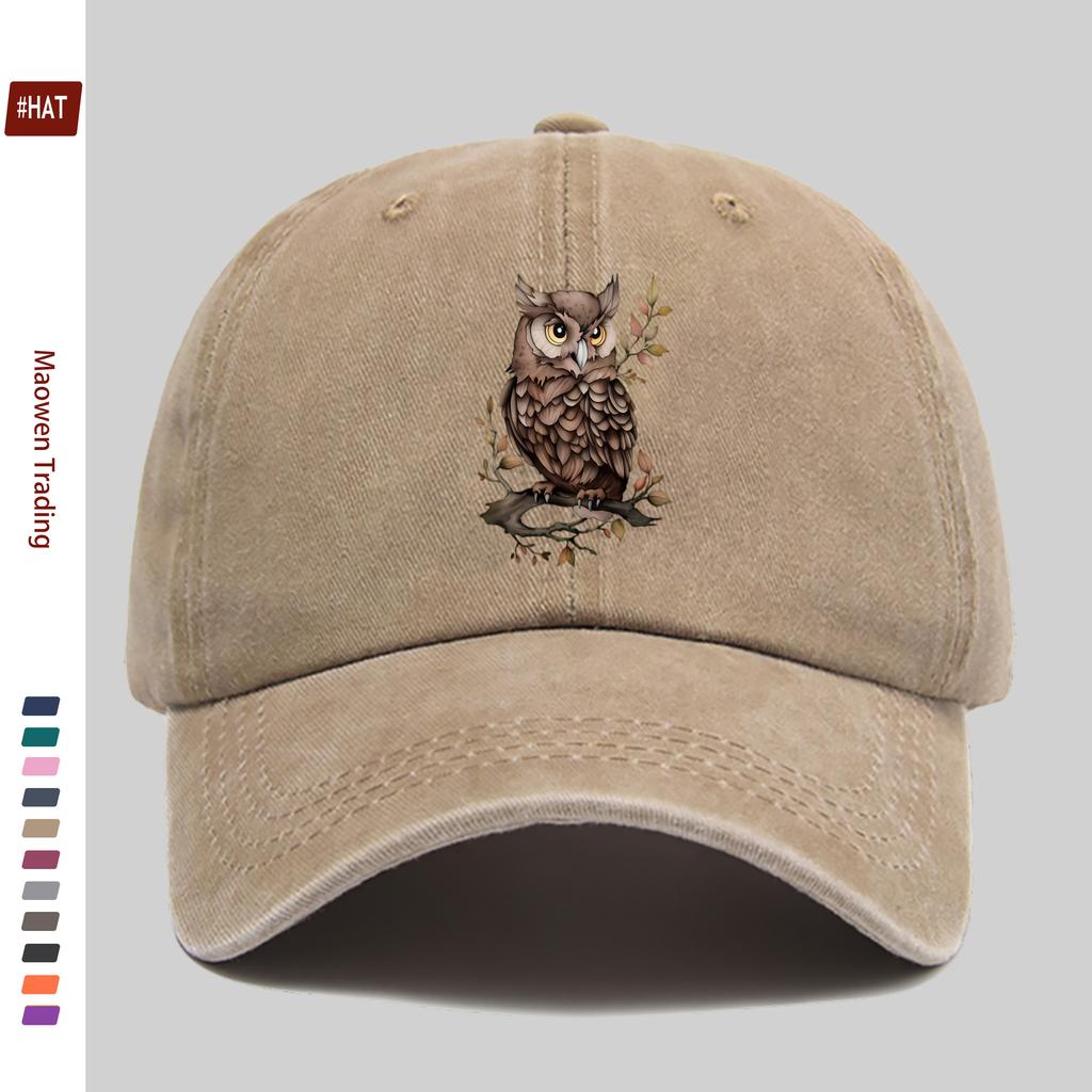 pc Animal Cartoon Owl Print Design Decorative Hat Fashionable And Elegant Vintage Casual AllMatch Headwear Adjustable Papa H