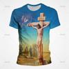 Летний топ с круглым вырезом и 3D-принтом Христа Иисуса, модная повседневная мужская футболка с короткими рукавами