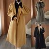 Свободный крой шерстяное пальто Женское длинное до колена куртка осень-зима Новое поступление теплая ветровка