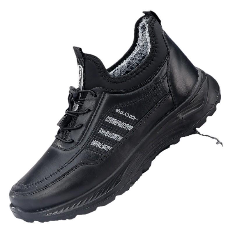 Мужские зимние водонепроницаемые ботинки для снега - толстая теплая полиуретановая хлопковая кожа