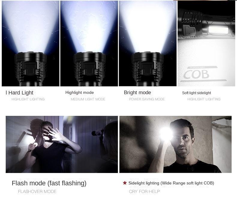 8 LED Head Flashlight Rechargeable COB Work Light Torch Multifunctional Led Flashlight with Usb Charging Camping Hiking Lantern