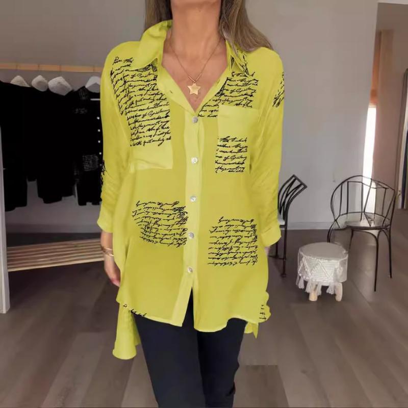 Модные свободные сексуальные повседневные рубашки больших размеров с принтом для женщин, весна и лето, новые нестандартные блузки с длинным рукавом, женские топы на пуговицах 26627