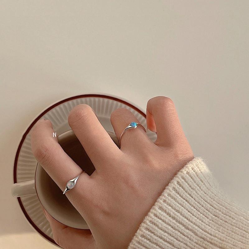 Stunning Vintage Opal Stone Open Ring Colorful Raw Gemstone Adjustable Couple Gift