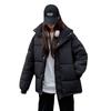 Women Short Medium Length Down Jacket Winter Warm Stand Collar Solid Color Casual Outerwear Coat