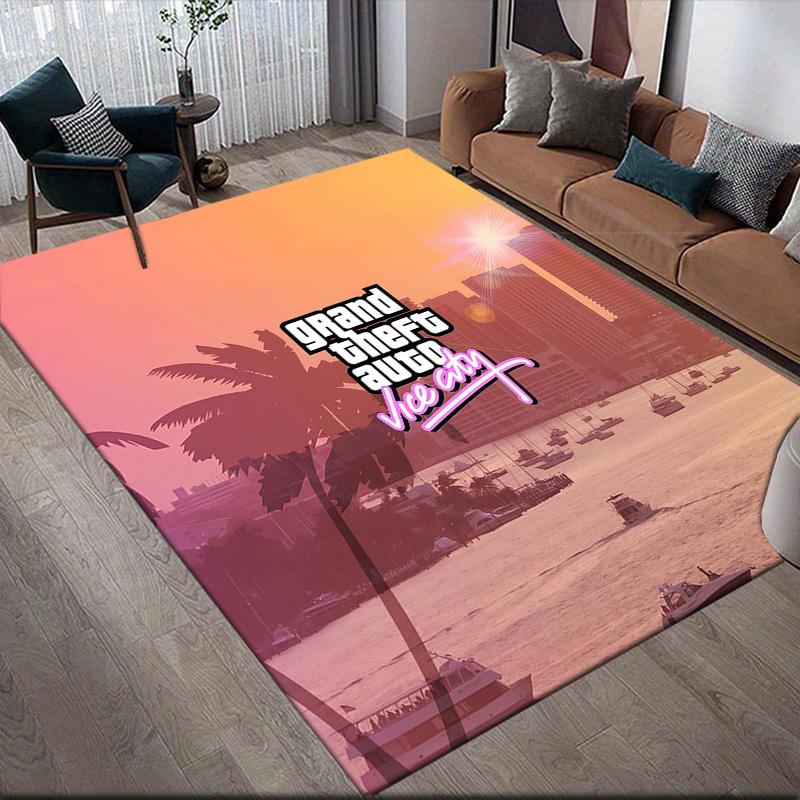 Grand Theft Auto2 Flannel Pattern Square Carpet,Area Rug,Carpet Rug for Living Room Bedroom Sofa Playroom Decor,Non-slip Floor Mat