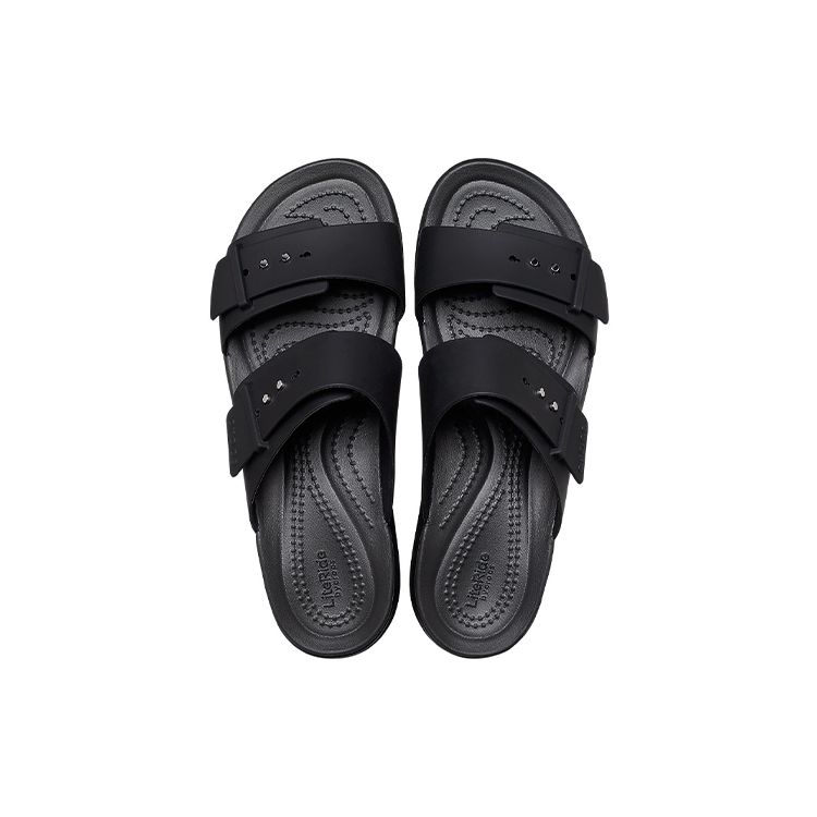 Crocs Бруклин Низкий Каблук Повседневные Резиновая Подошва Противоскользящие Шлепанцы Женские сандалии Черный 207431-001