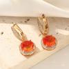1 Pair Luxurious Orange Round Dangle Earrings for Women Cubic Zirconia Earring Jewelry Wedding Party Accessories