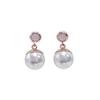 E448 Rose Opal Austrian Crystal Pearl Earrings