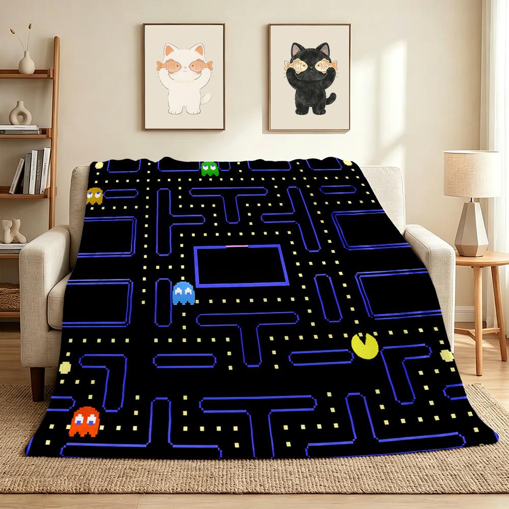 Pacman Flannel Blanket Throw Blanket Soft Warm Sofa Bed Camping Car home Decor Unique Christmas Gift C9302693
