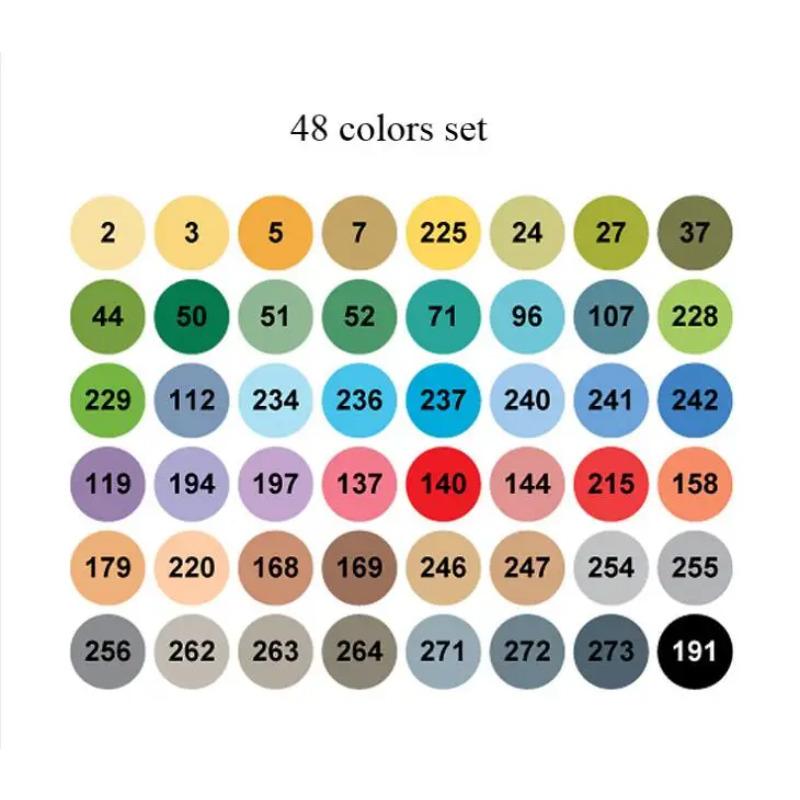 EF100 Профессиональная художественная маркерная ручка 24/36/48/60/72 цвета Двойная кисть для рисования Маркер на спиртовой основе для рисования